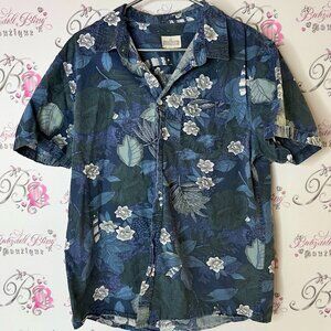 Distillery button up shirt Navy Floral Men's Shirt top tshirt tee buttons